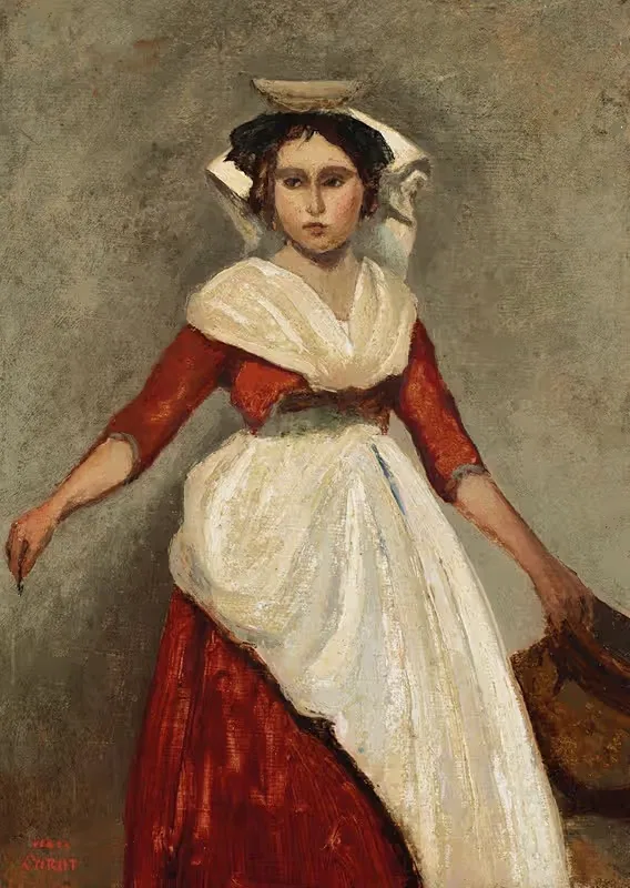 Italienne debout tenant une cruche — Jean-Baptiste-Camille Corot