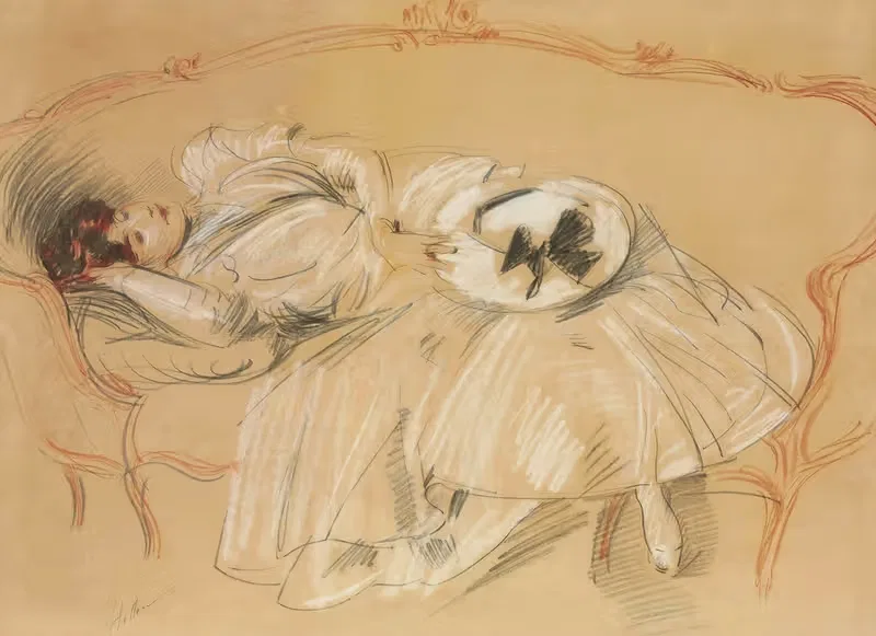 Jeune femme au divan — Paul César Helleu