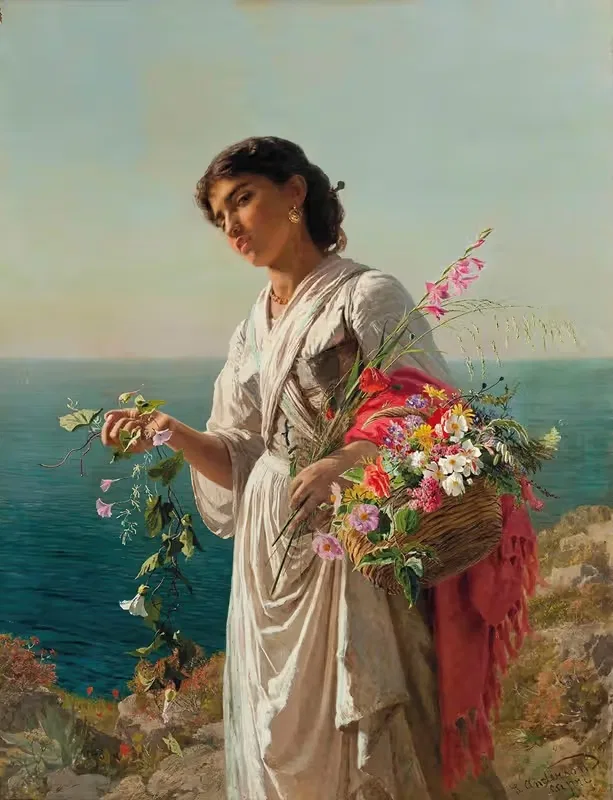 The Flower Girl, Capri — Sophie Anderson
