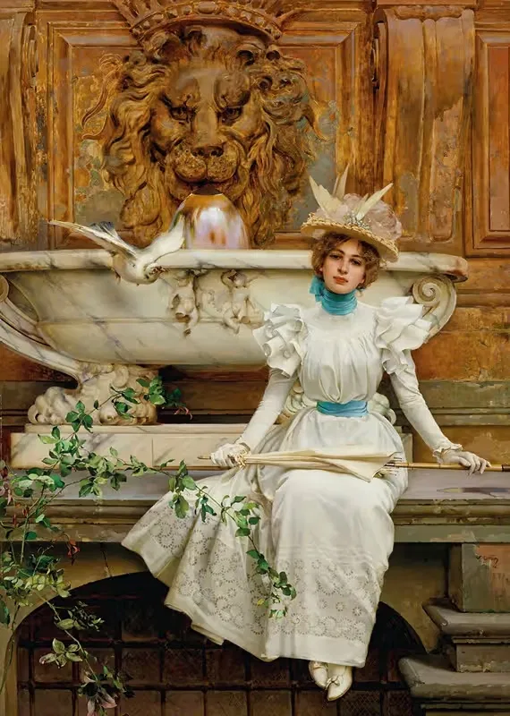 У фонтана (Две голубки) by Витторио Маттео Коркос, 1896 — digital art print download