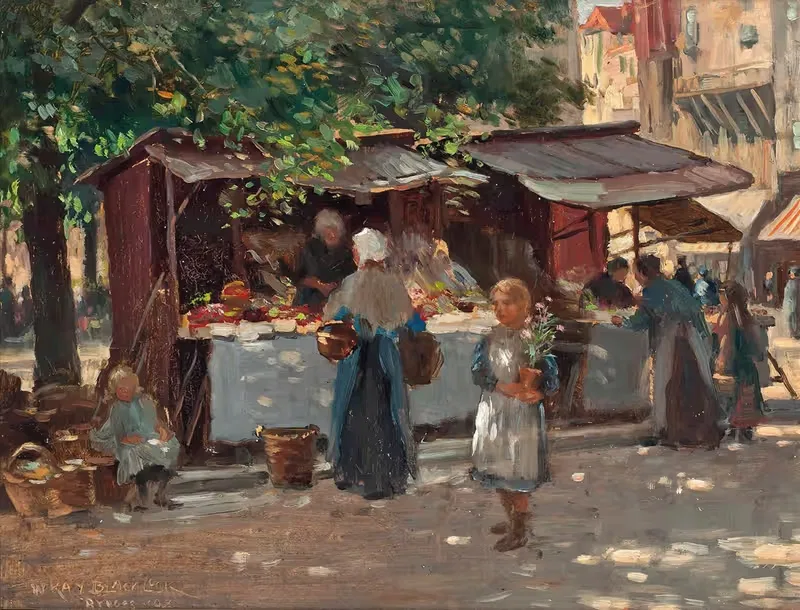Рынок, Брюгге by Уильям Кей Блэклок, 1908 — digital art print download