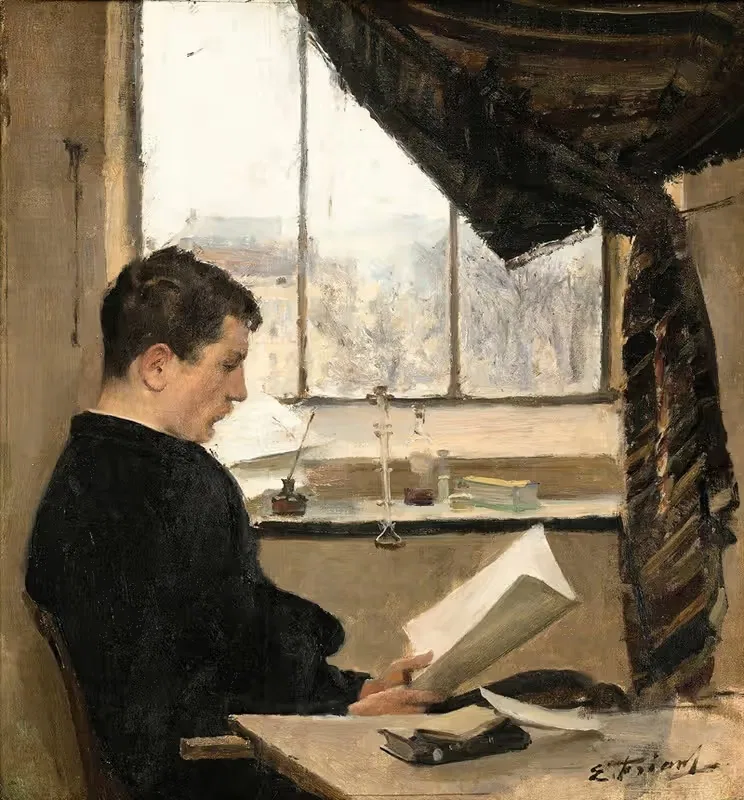 Self-Portrait Reading In The Studio, Also Known As The Student — Émile Friant