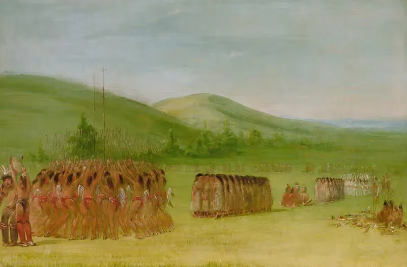 Танец с мячом, Чокто by Джордж Кэтлин, 1834-1835 — digital art print download