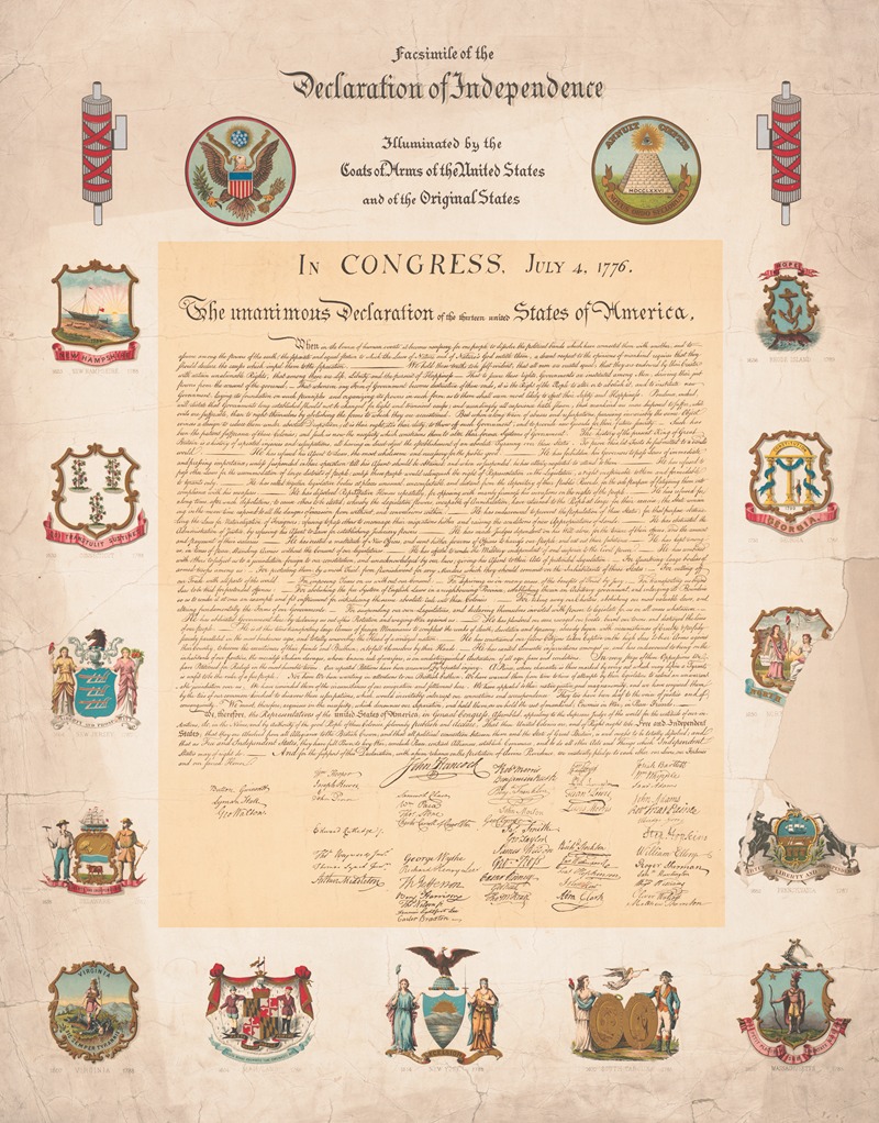 Facsimile of the Declaration on Independence by Аноним, 1890 — digital art print download