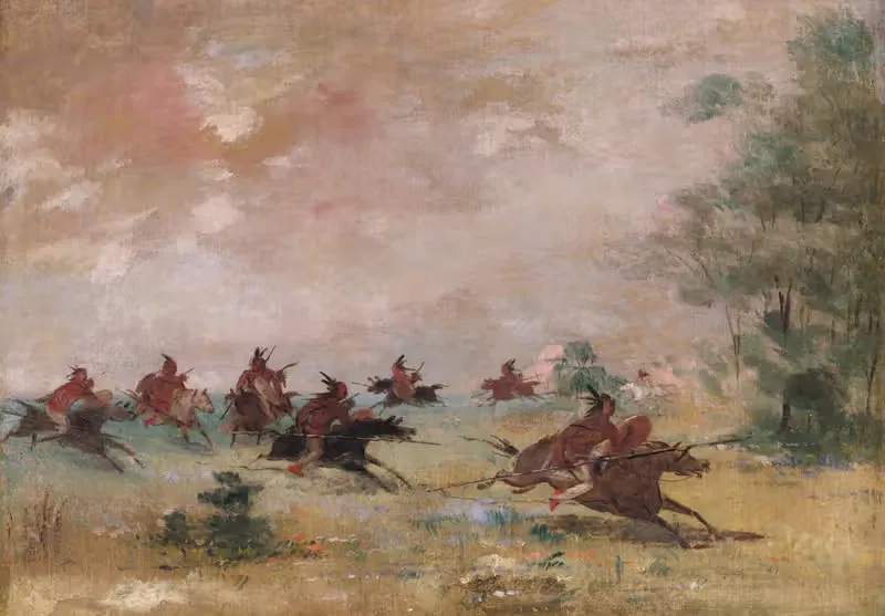 Команчская военная партия на диких лошадях by Джордж Кэтлин, 1834-1837 — digital art print download