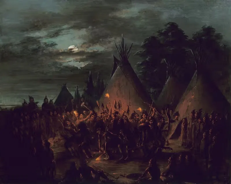 Танец скальпов, сиу by Джордж Кэтлин, 1845-1848 — digital art print download