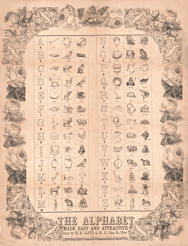 The alphabet made easy and attractive by Х. Х. Ллойд и Ко, 1870 — digital art print download