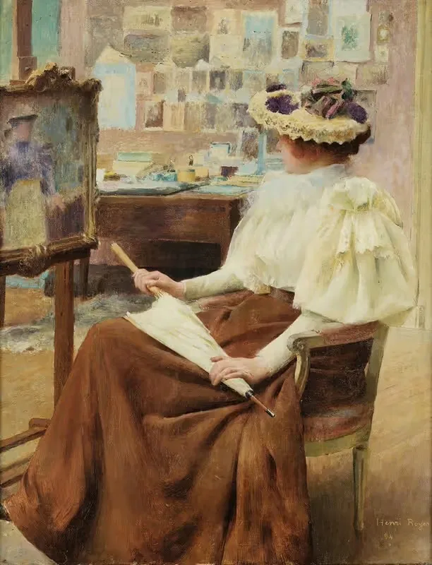 Элегантная дама в студии by Аноним, 1894 — digital art print download