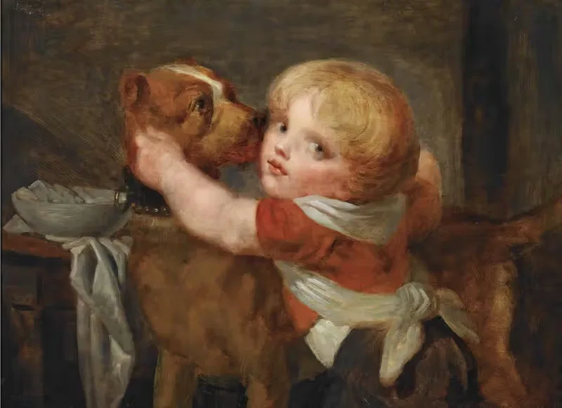 A Young Boy With a Dog by Jean-Baptiste Greuze — digital art print download