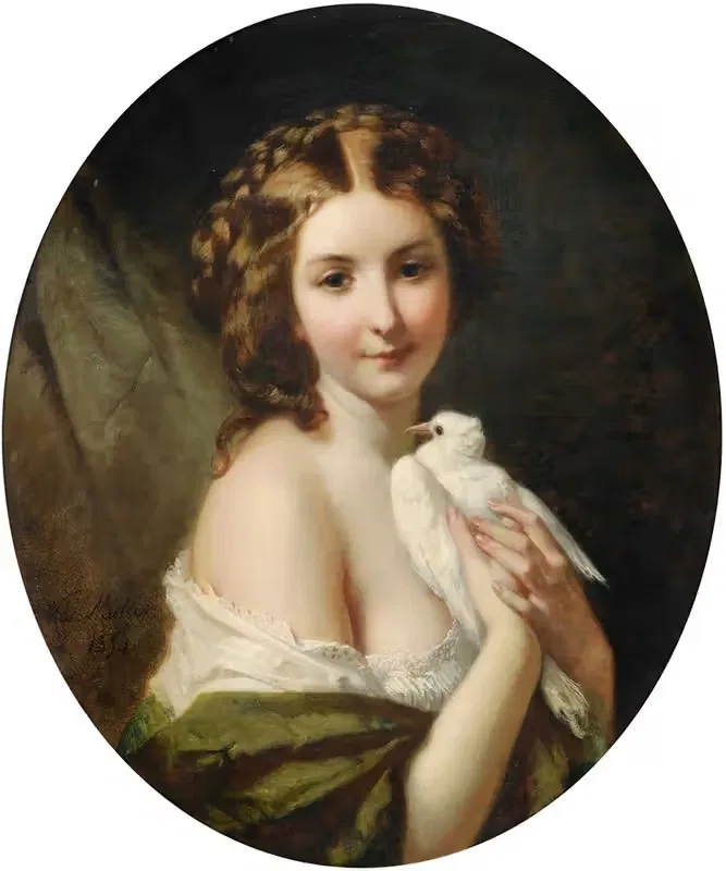 Молодая леди с голубем by Карл Фридрих Иоганн фон Мюллер, 1854 — digital art print download