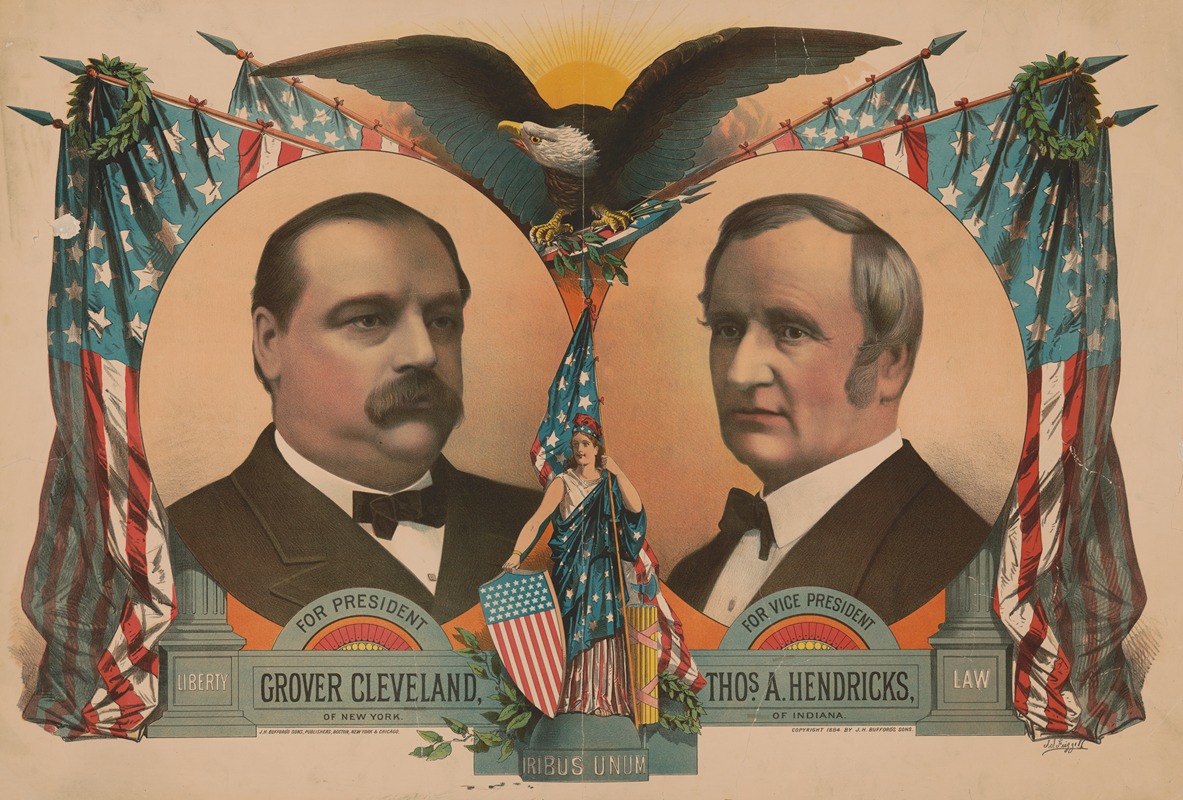 Grover Cleveland, Thos. A. Hendricks by J. S. Frizzell, 1884 — digital art print download