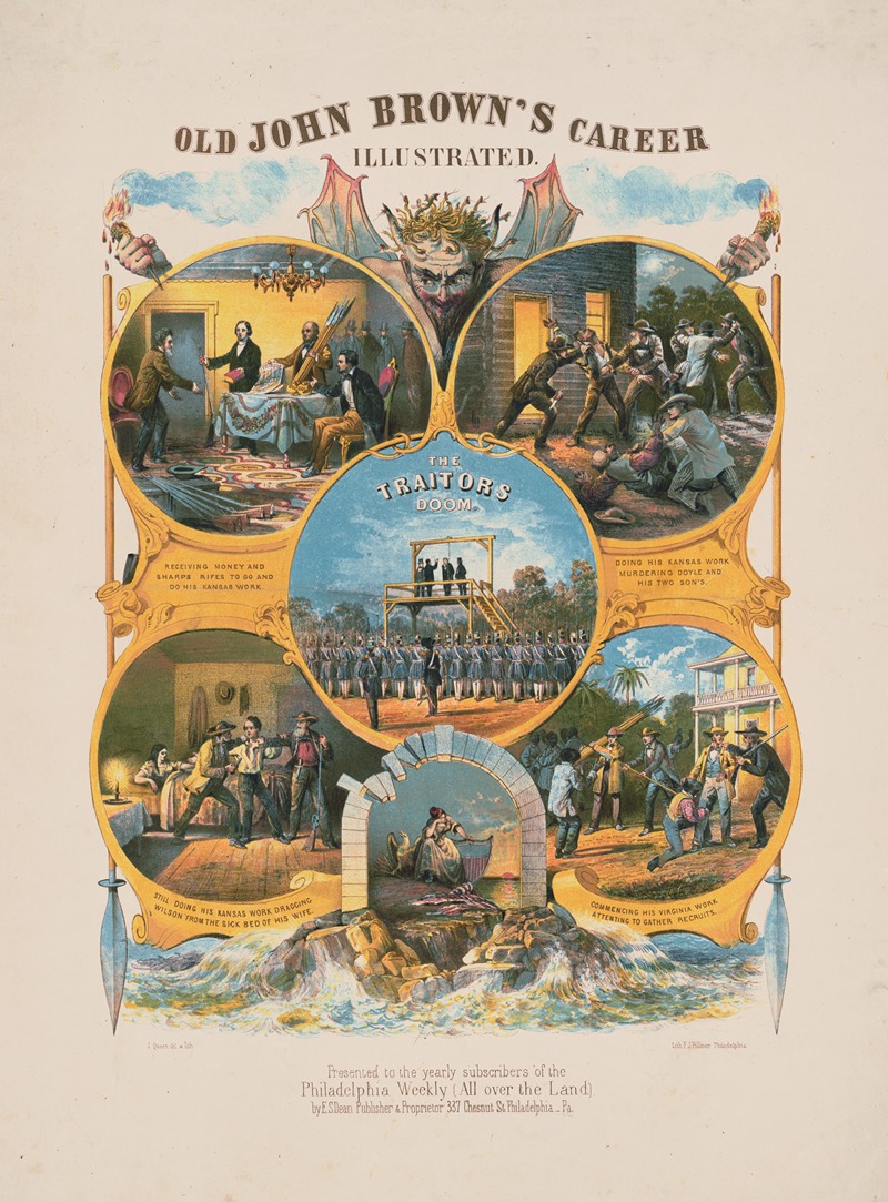 Old John Brown's career illustrated by Джеймс Фуллер Куин, 1860 — digital art print download