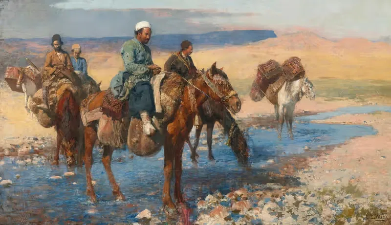 Horses At The Ford – Persia — Edwin Lord Weeks