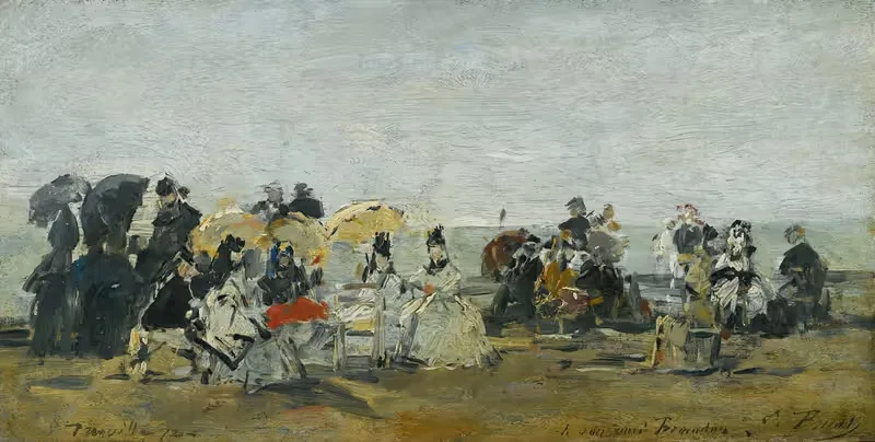 Сцена на пляже в Трувиле by Южен Буден, 1872 — digital art print download