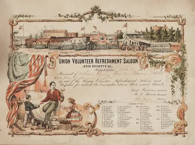 Union volunteer refreshment saloon and hospital by Джеймс Фуллер Куин, 1862 — digital art print download