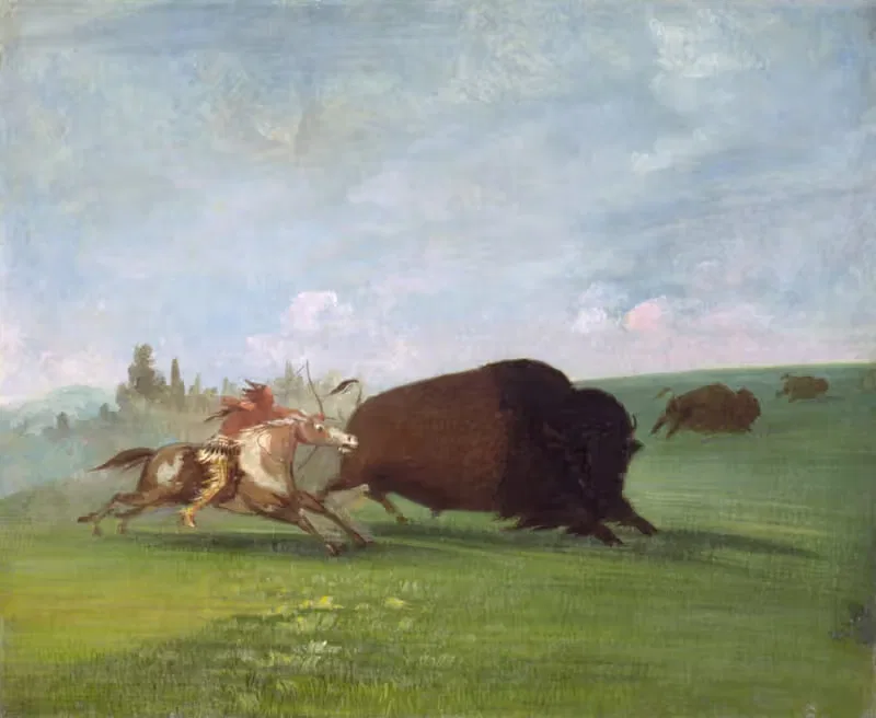 Погоня за буйволом, одна смерть by Джордж Кэтлин, 1832-1833 — digital art print download