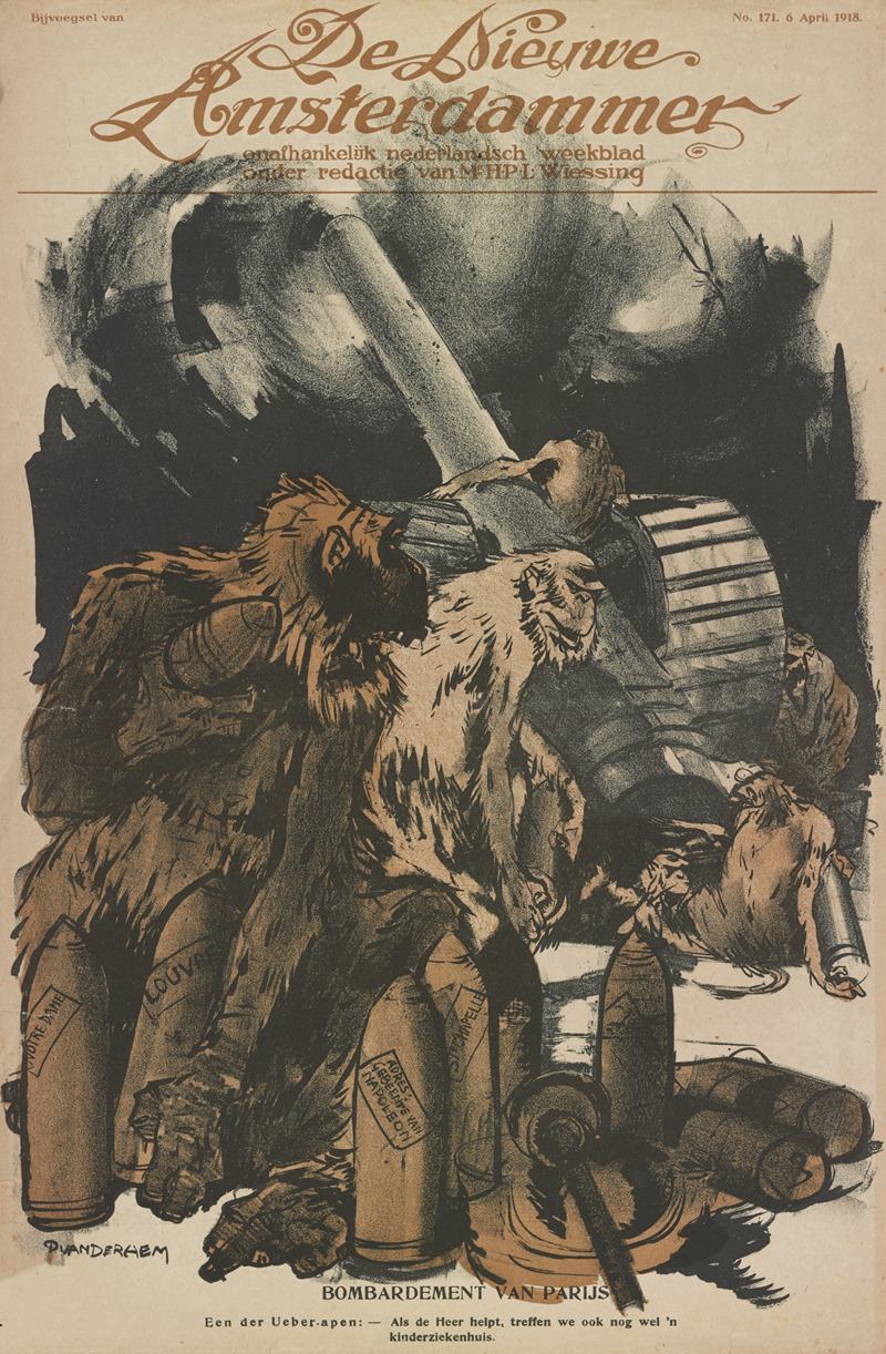 Bombardement van Parijs by Piet van der Hem, 1918 — digital art print download