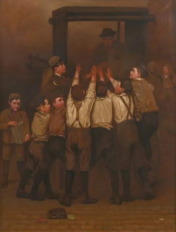 Погоня за вечерними газетами by Джон Джордж Браун, 1912 — digital art print download