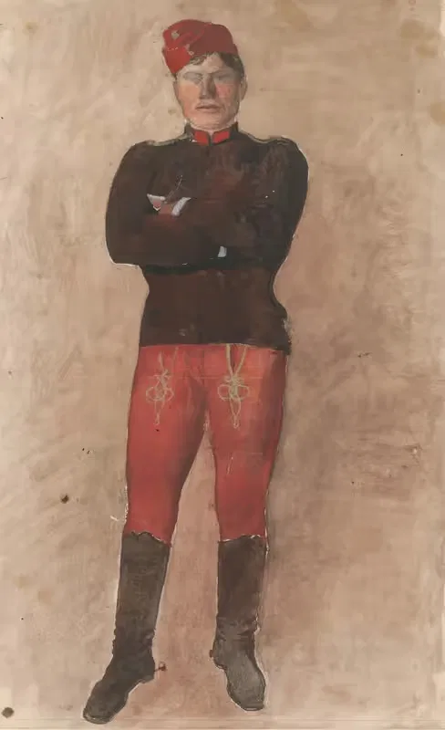 Стоящий солдат с сложенными руками by Ладислав Меднянски, 1880–1910 — digital art print download