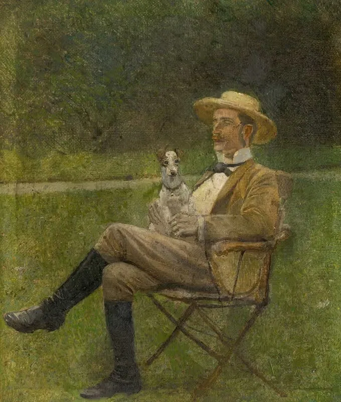 Study of a Seated Man with a Dog — Ladislav Mednyánszky