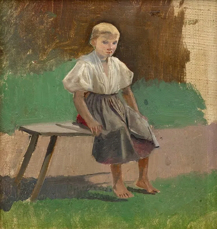 Study of a Seated Peasant Girl — Ladislav Mednyánszky