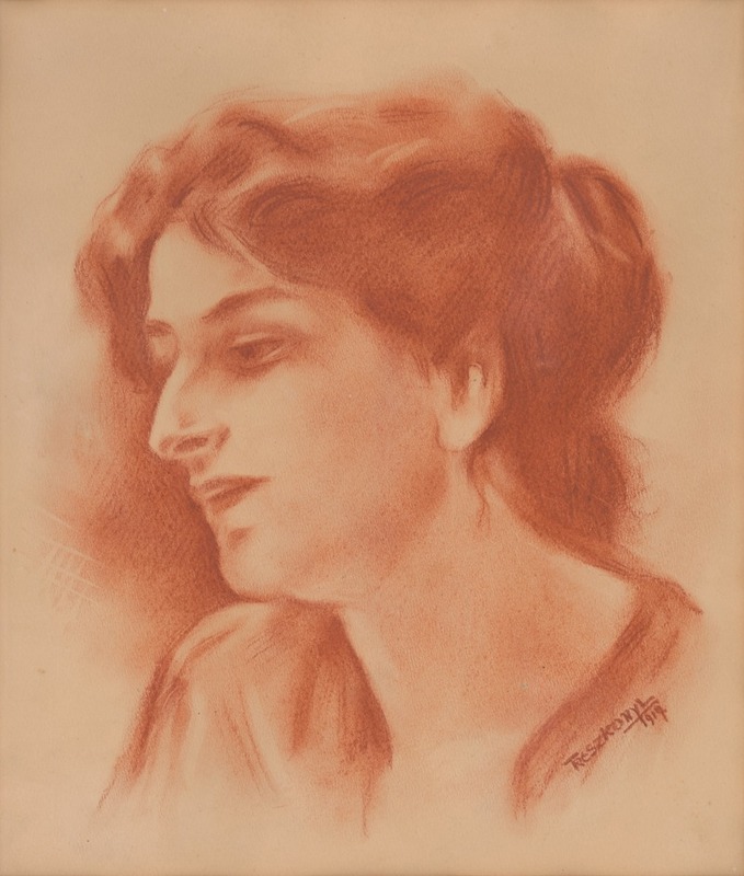 Study of a woman's head by Ладислав Тресконь, 1917 — digital art print download