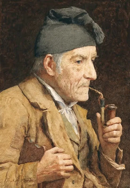 Старик, курящий трубку by Альберт Анкер, 1907 — digital art print download