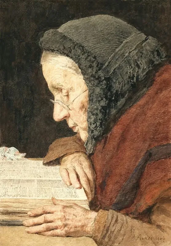 Old Woman Reading The Bible — Albert Anker