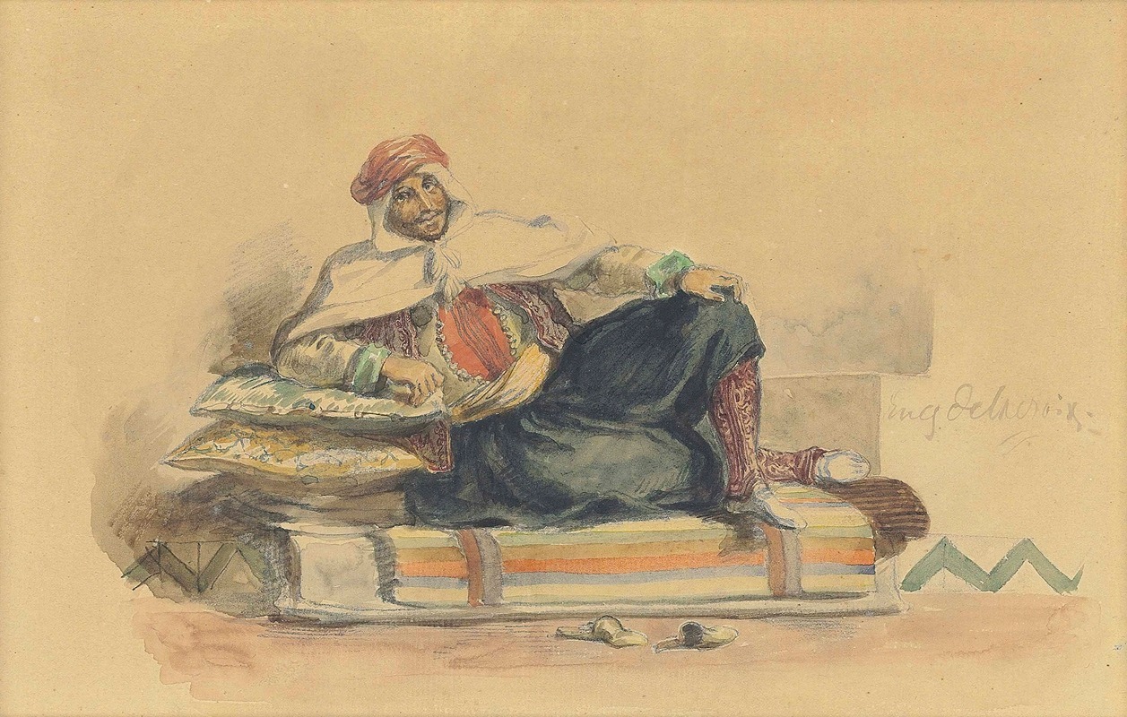 A Berber seated on a low couch by Эжен Делакруа — digital art print download
