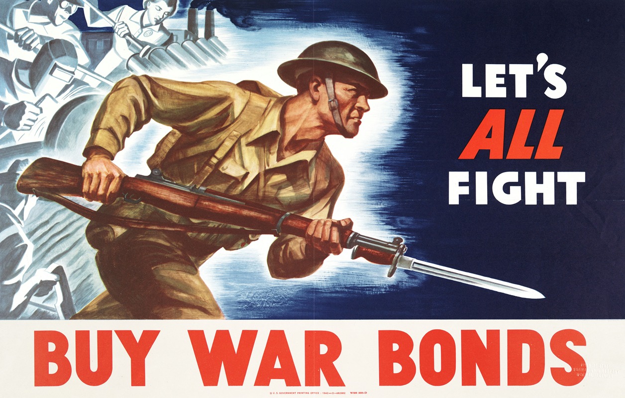 Let's all fight. Buy war bonds by Аноним, 1942 — digital art print download