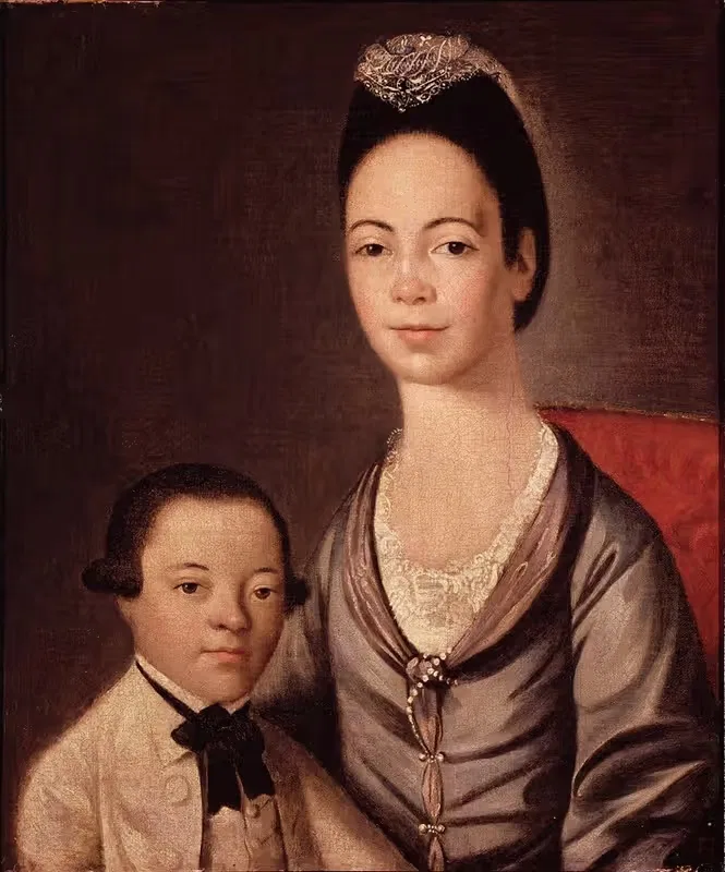Mrs. Aaron Lopez and Her Son Joshua — Gilbert Stuart