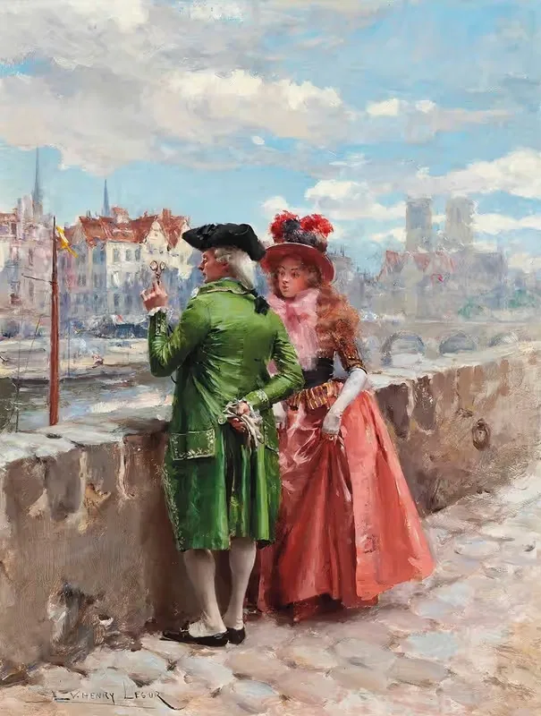 Прогулка у Сены, Париж by Анри Виктор Лезюр — digital art print download