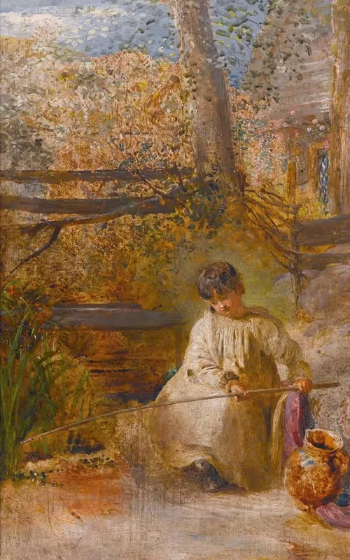 Мальчик, ловящий рыбу by Джон Линнелл, 1919 — digital art print download
