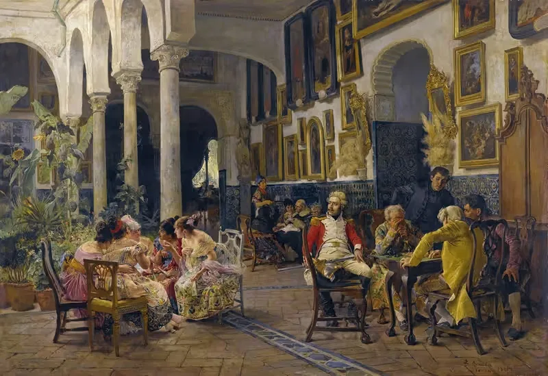 Разговор во дворе в Севилье by Хосе Хименес и Аранда, 1881 — digital art print download