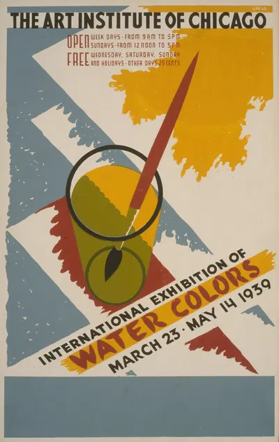 International exhibition of water colors The Art Institute of Chicago by Arlington Gregg, 1939 — digital art print download