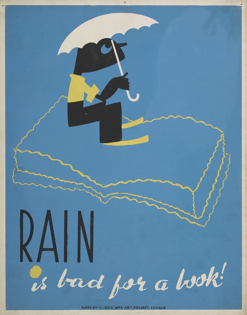 Rain is bad for a book! by Arlington Gregg, 1936 — digital art print download