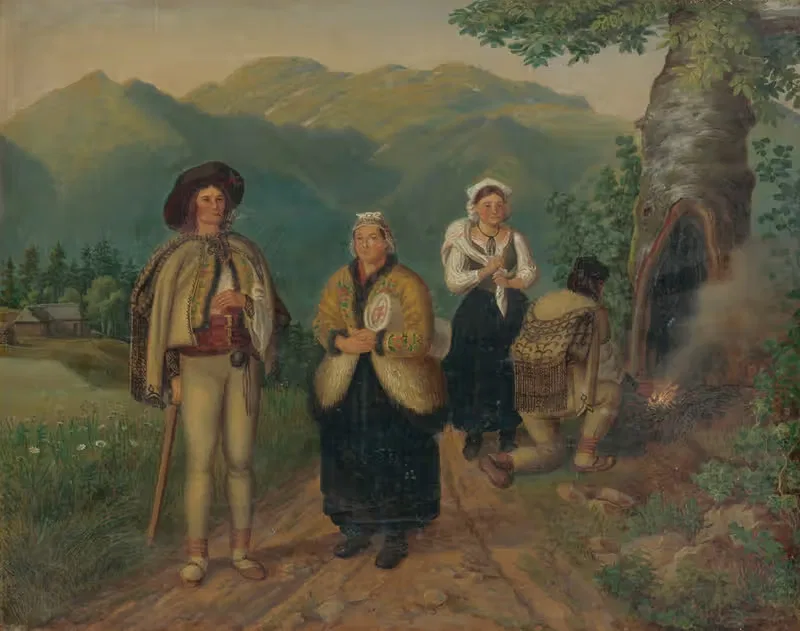 На дороге (производители льна) by Питер Михал Богуня, 1840–1845 — digital art print download