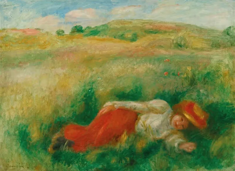 Женщина, лежащая в траве — Пьер-Огюст Ренуар
