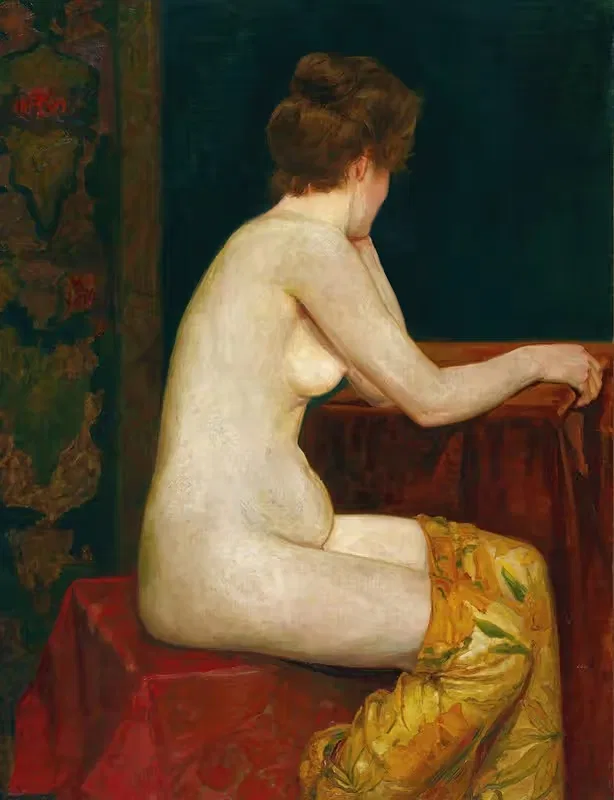 Женский обнаженный портрет by Сигизмунд Ригини, 1899 — digital art print download