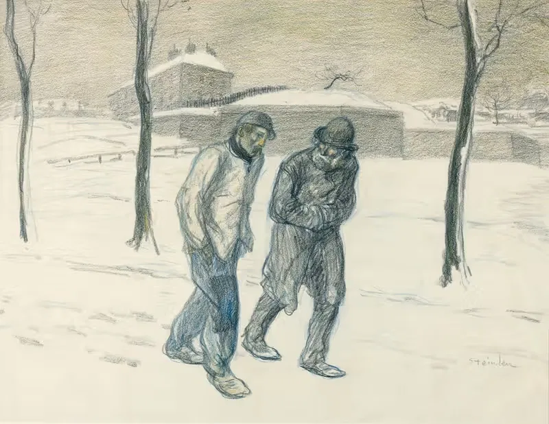 Two Vagabonds Walking In The Snow — Théophile Alexandre Steinlen