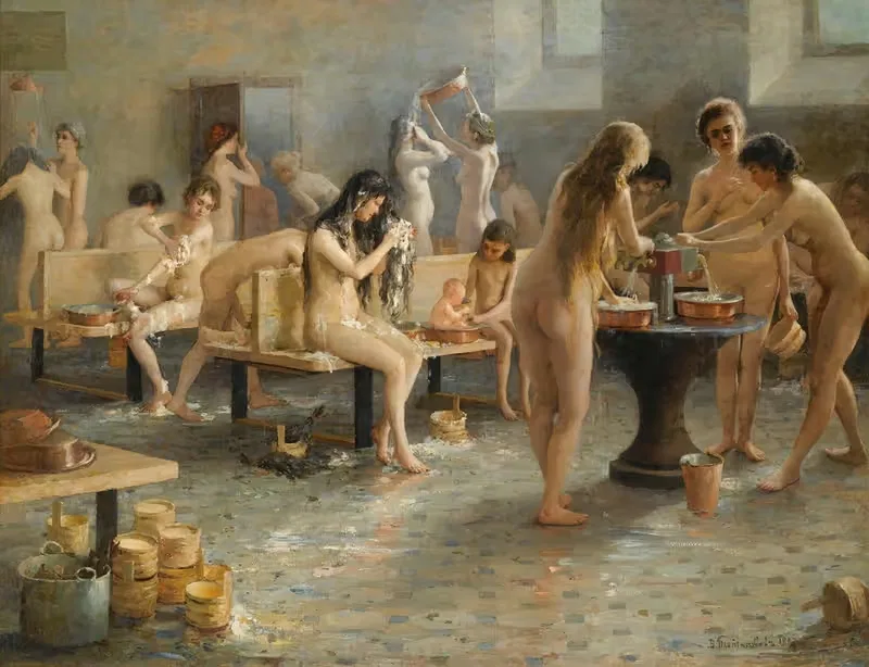 В бане by Владимир Александрович Плотников, 1897 — digital art print download