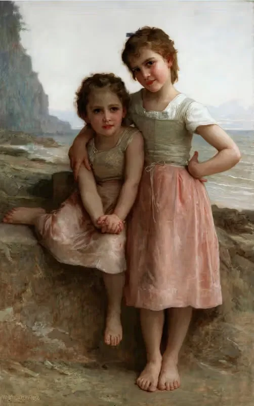 Сестры на берегу by Уильям Бугеро, 1896 — digital art print download