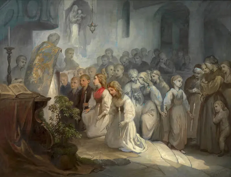 Первая святая коммуния by Август Фишбах, 1856 — digital art print download