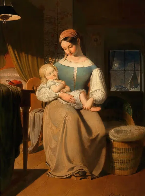 Мать и дитя на Рождество by Эразм фон Энгерт, 1833 — digital art print download