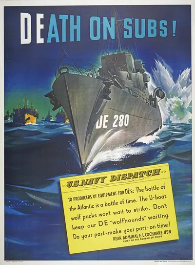 Death on subs! U.S. Navy dispatch by Jon Whitcomb — digital art print download
