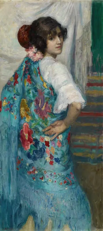 Девушка с шалем by Гонсало Бильбао Мартинес, c. 1910 — digital art print download