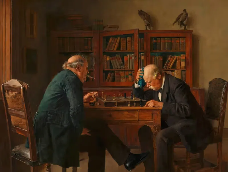 The Chess Players by Isidor Kaufmann, 1889 — digital art print download