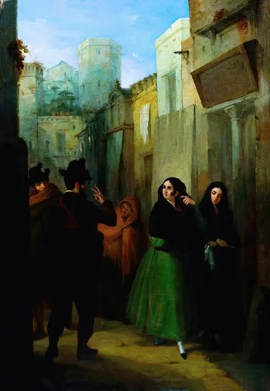 Встреча на улице by Хоакин Домингес Беккер, 1841 — digital art print download