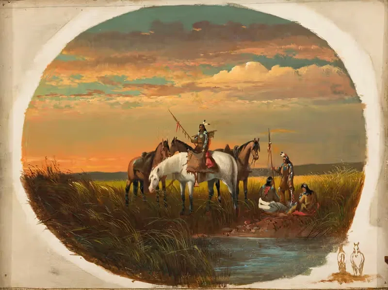 A Halt on the Prairie for a Smoke — John Mix Stanley