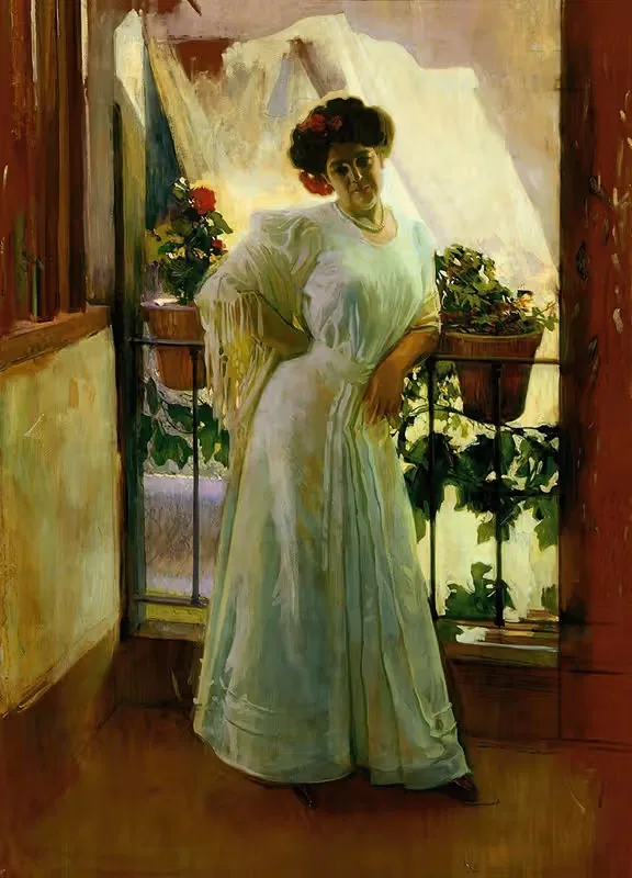 On the Balcony by José María Rodríguez Acosta, 1903 — digital art print download
